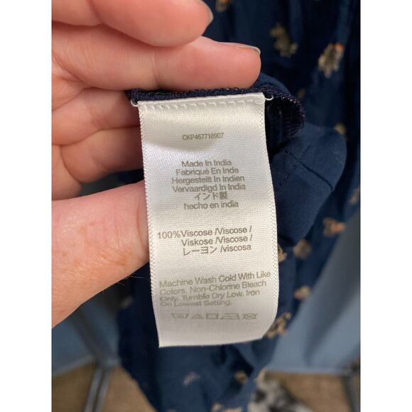 Madewell Challis Midi Dress Women's Small Navy Floral V-Neck Ruffle Flowy B95 - Picture 7 of 8